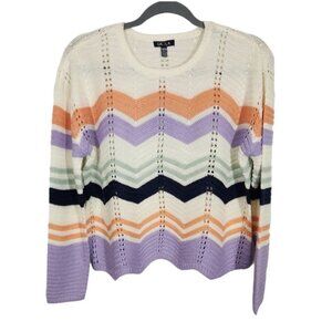 UK2LA Chevron Striped Sweater in Cream -‎ Size medium
